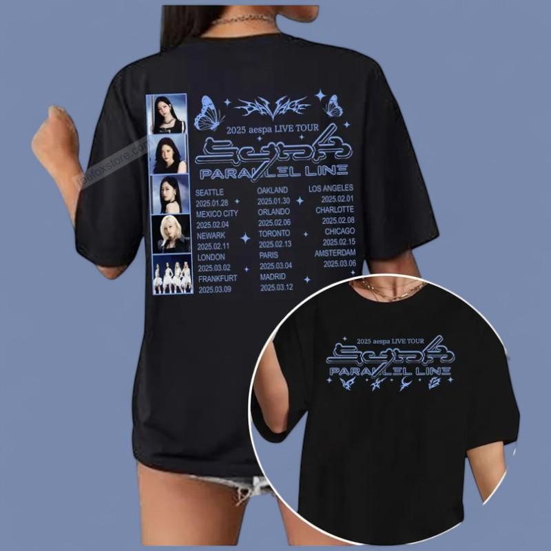 Aespa Synk Parallel Line World Tour 2025 T-Shirt For Fans