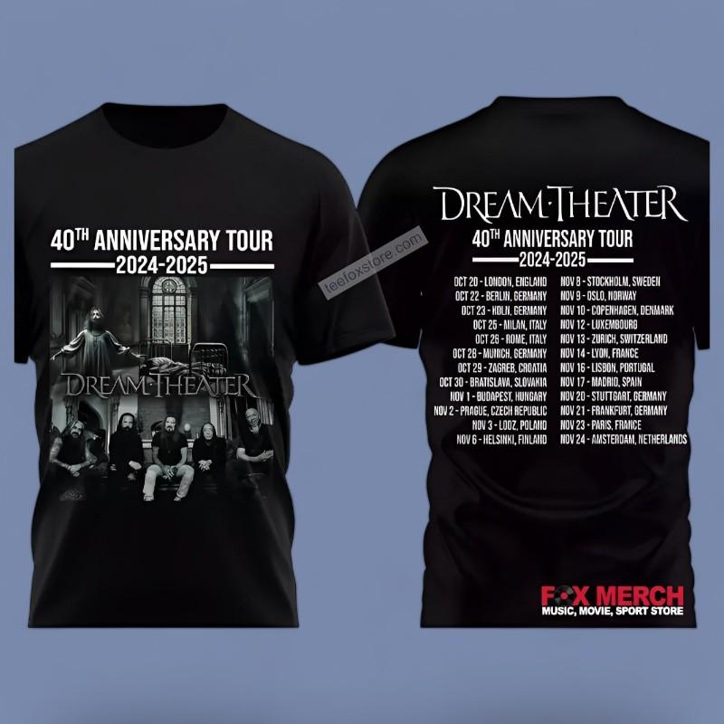 Dream Theater 40th Anniversary Tour 2024-2025 Concert Black T-Shirt