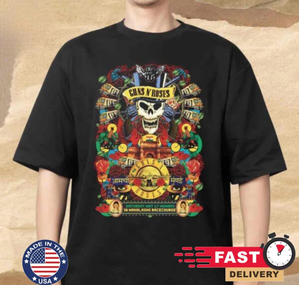 Guns N Roses Mumbai Concert Tour 2025 Mahalaxmi Racecourse T-Shirt