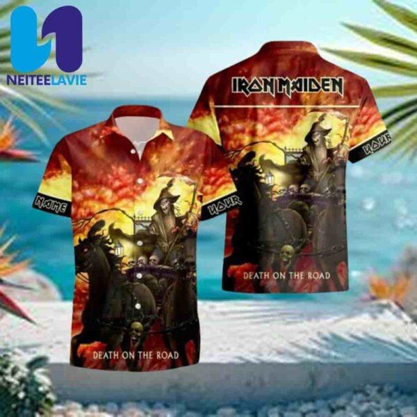 Iron Maiden Death on the Road Inferno Summer Hawaiian Shirt And Beach Short