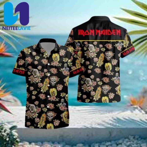 Iron Maiden Floral Skull Fusion Summer Hawaiian Shirt And Beach Short