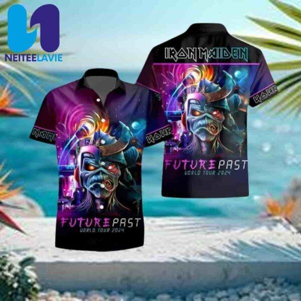 Iron Maiden Future Past World Tour 2024 Summer Hawaiian Shirt And Beach Short