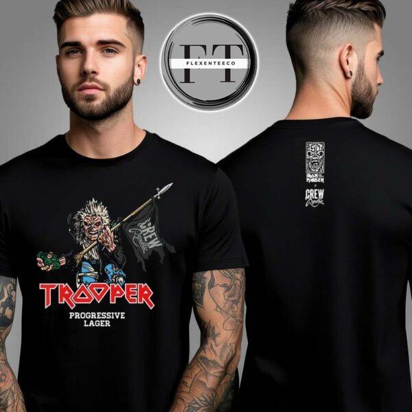 Iron Maiden x Trooper Beer Exclusive Celebrate Iron Maiden’s 50th Anniversary Limited Edition Two Sided Unisex T-Shirt