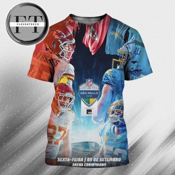 Kansas City Chiefs Versus Los Angeles Chargers At Arena Corinthians In Sao Paulo Brazil On September 5 Sao Paulo Game 2025 NFL Schedule All Over Print Shirt