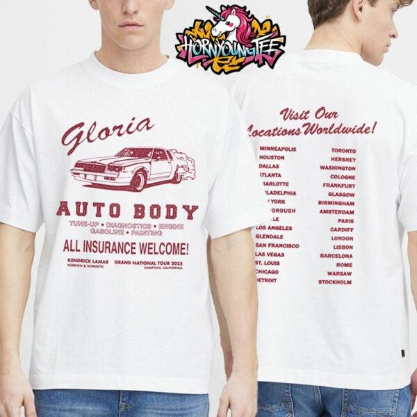 Kendrick Lamar Gloria Auto Body Grand National Tour 2025 Location Worldwide T-Shirt