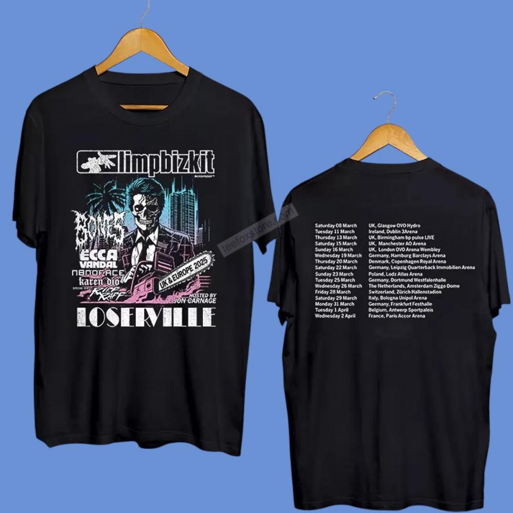 Limp Bizkit Band LOSERVILLE Tour 2025 2 Sided Shirt