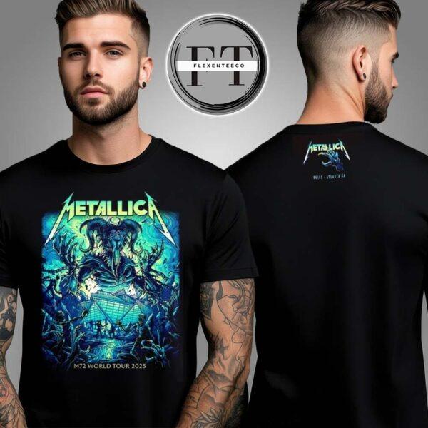 Metallica M72 Atlanta Pop Up Shop At Mercedes Benz Stadium In Georgia United States On June 3th 2025 Two Sided Unisex T-Shirt