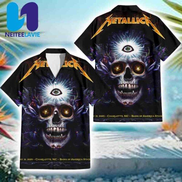Metallica M72 Charlotte World Tour 2025 Concert Poster In Charlotte NC On May 31 At Bank Of America Stadium Hawaiian Shirt