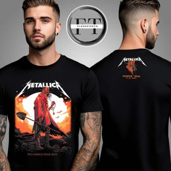 Metallica M72 Houston Pop Up Shop At NRG Stadium In Houston Texas US On June 14 2025 Two Sided Unisex T-Shirt