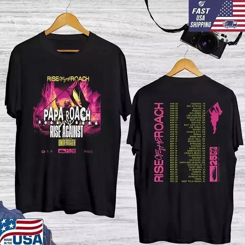 Papa Roach Rise Of The Roach Tour 2025 Double Sided T Shirt