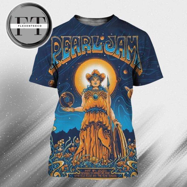 Pearl Jam Nashville Tennessee 2025 Night 2 At Bridgestone Arena On May 6 2025 Dark Matter World Tour 2025 Cosmic Cowgirl All Over Print Shirt