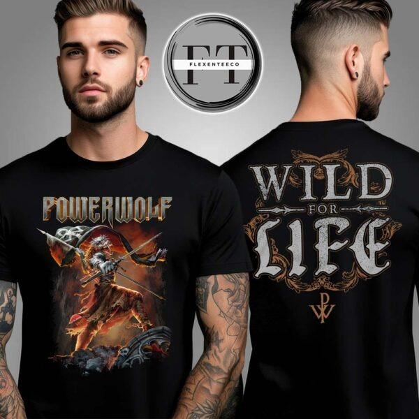 Power Wolf Wild For Life Two Sided Unisex T-Shirt