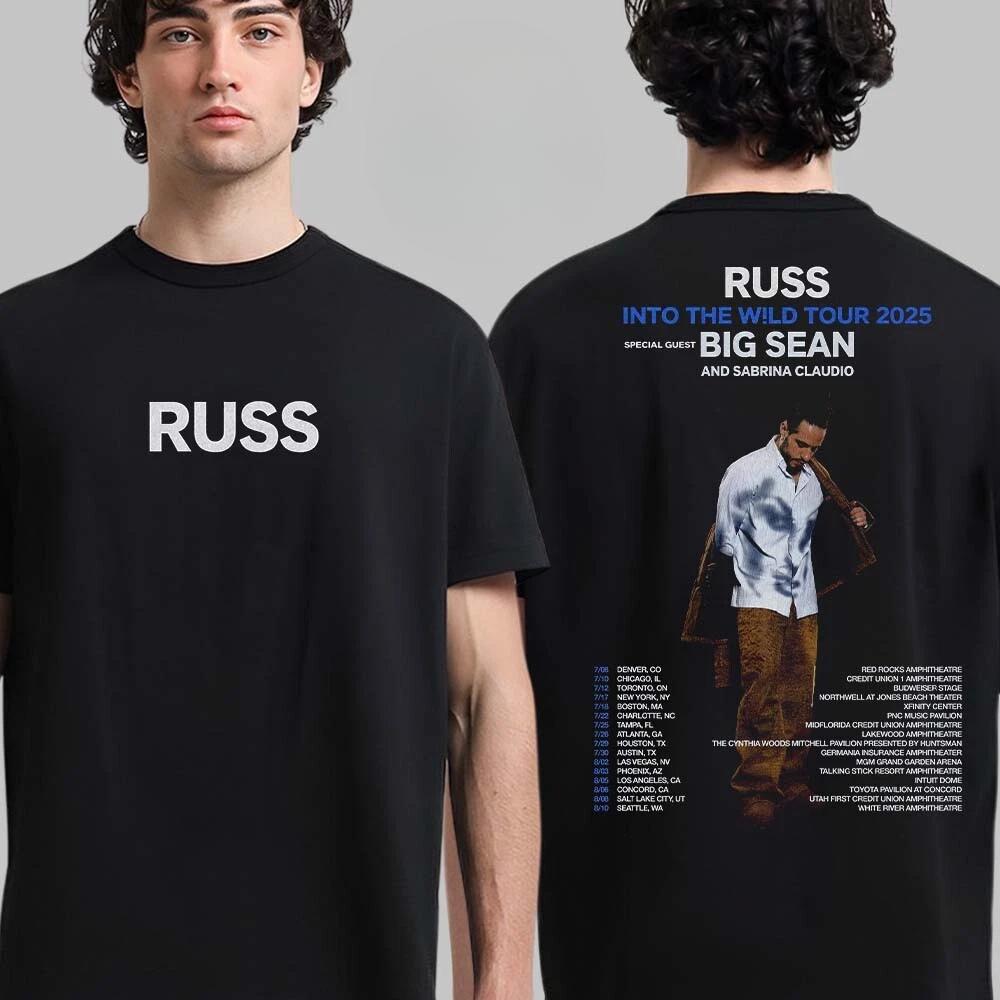 Russ Into The Wild Tour 2025 Tour Dates With Big Sean And Sabrina Claudio T-Shirt