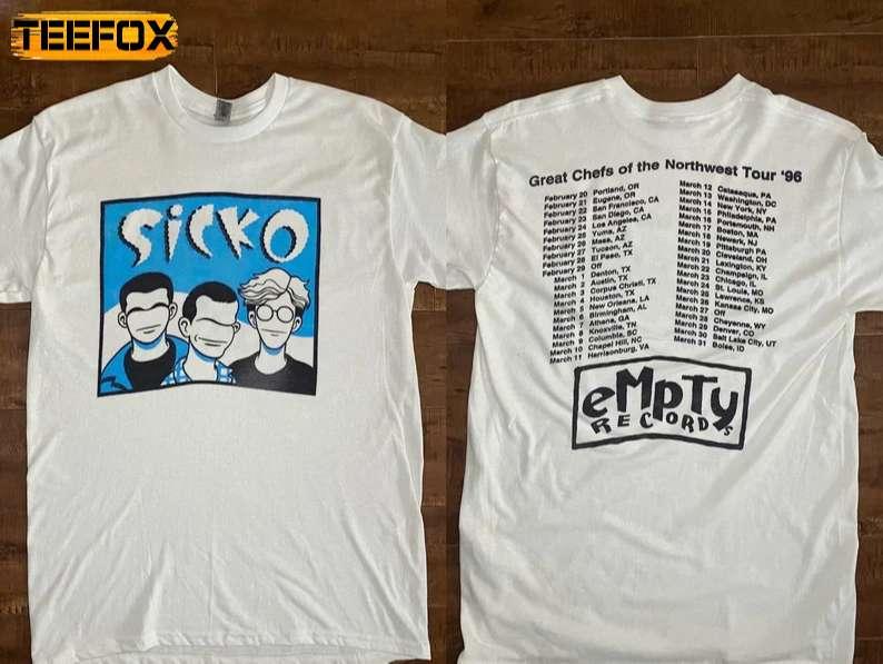 Sicko Count Me Out Great Chefs Of The Northwest Empty Records 1996 Tour Short-Sleeve T-Shirt