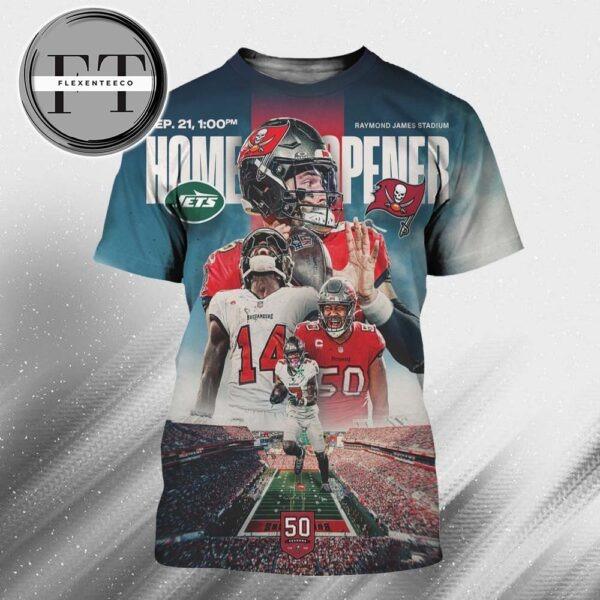 Tampa Bay Buccaneers Versus New York Jets At Raymond James Stadium On September 21 Home Opener 2025 NFL Schedule Match Dates All Over Print Shirt