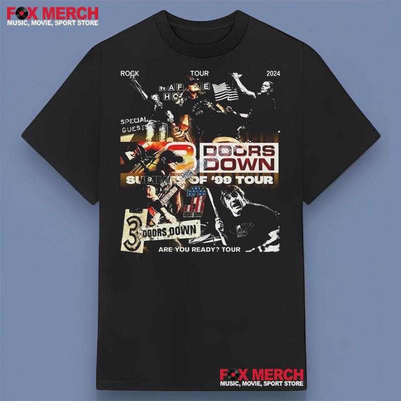 Three Doors Down Creed Tour 2024 Black Shirt For Fans