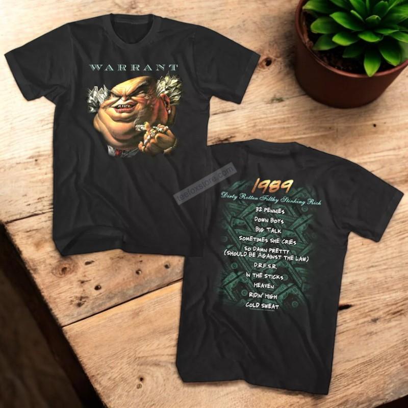 Warrant Dirty Rotten Filthy Stinking Rich Album 1989 Shirt