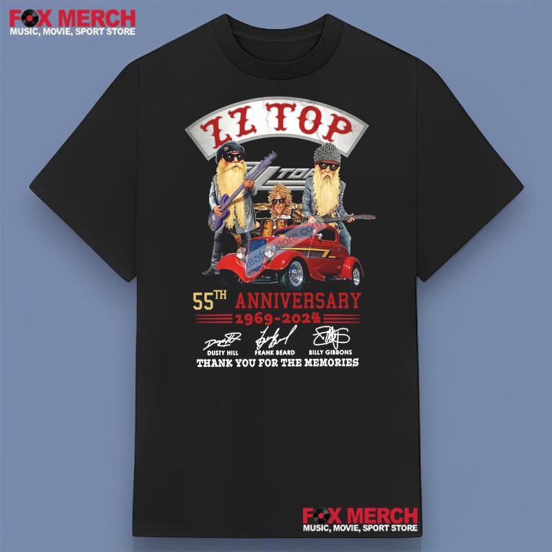 ZZ Top 55th Anniversary 1969-2024 Signatures Graphic T-Shirt