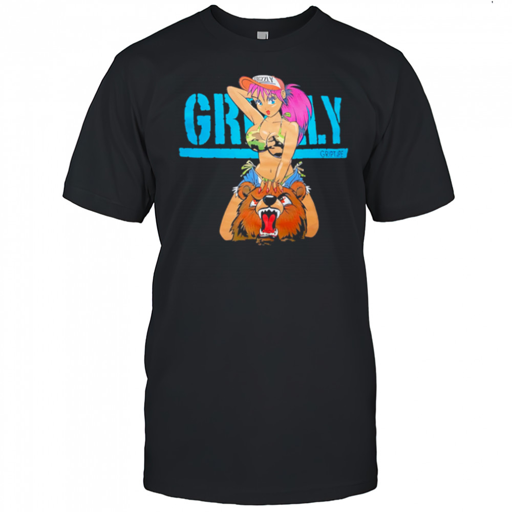 Grizzly Griptape girl riding a bear shirt
