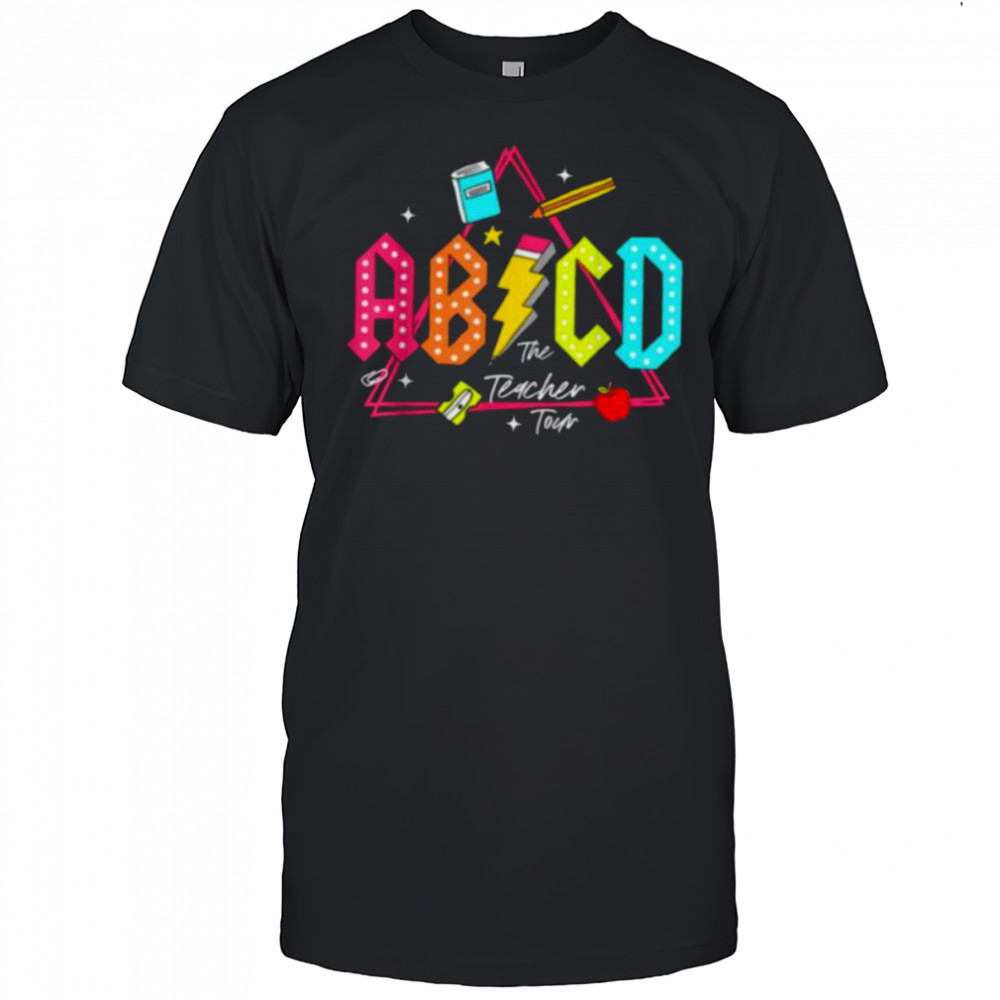 Lightning Bolt ABCD Back To School Tour Teacher 2 Sided T Shirt