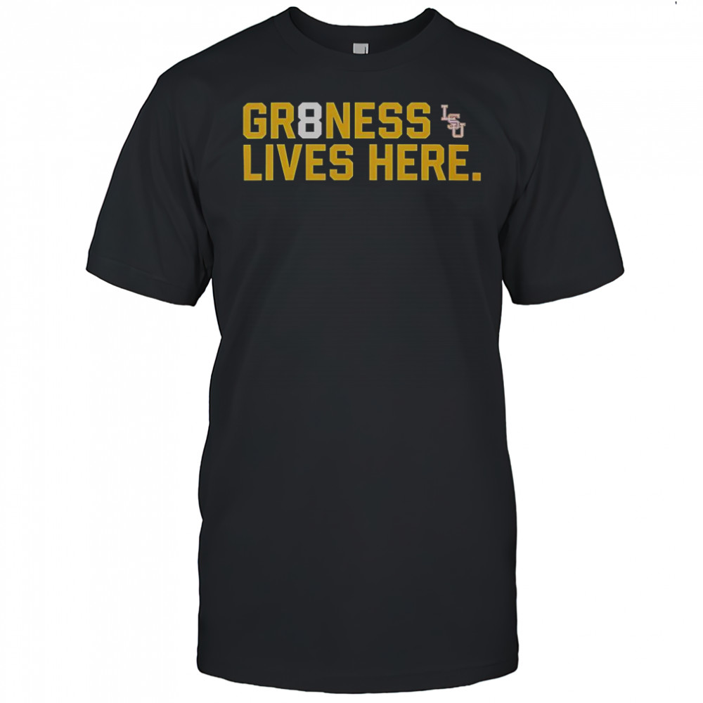 LSU Tigers Baseball National Champions GR8NESS Lives Here Logo T-Shirt