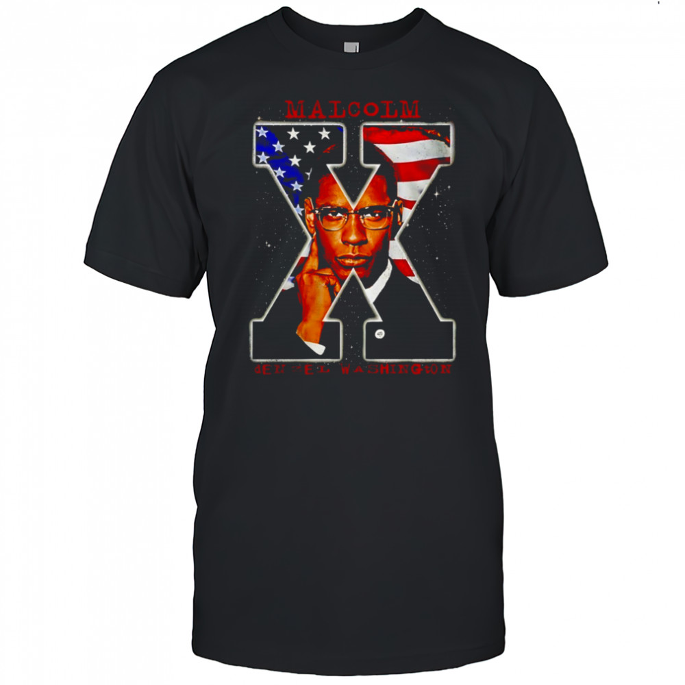 Malcolm X movie Denzel Washington American flag vintage shirt
