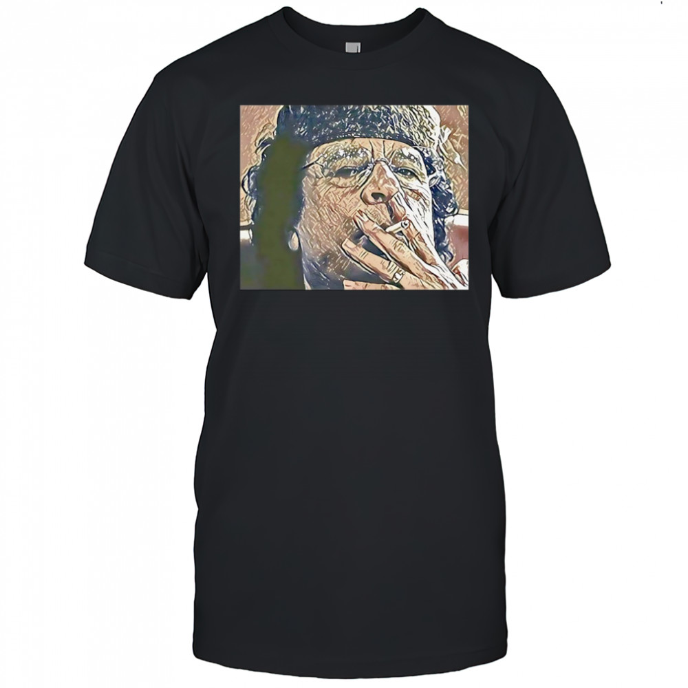 Muammar Gaddafi smoking shirt