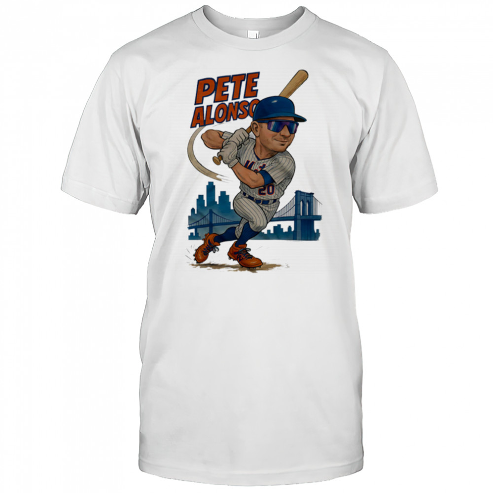Pete Alonso 20 New York Mets Brooklyn Bridge caricature player shirt