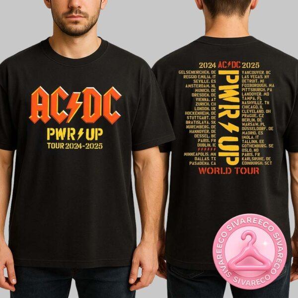 ACDC PWR UP World Tour 2024 2025 Official Tour T Shirt For World Tour Classic ACDC PWR UP Logo Two Sides Unisex T-Shirt