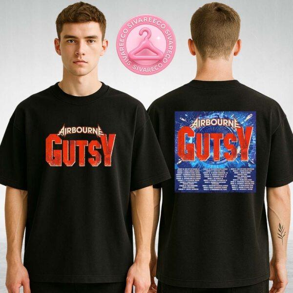 Airbourne Tour Poster Full Color Speaker Blast Design at Rock City in Nottingham UK Gutsy Europe Tour 2026 Two Sides Unisex T-Shirt