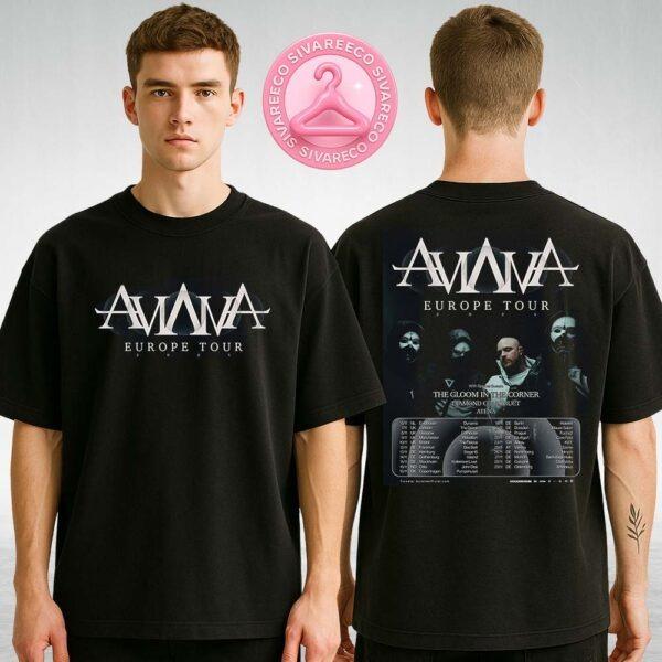 Aviana Europe Tour Poster Featuring Masked Members And Monochrome Industrial Artwork For November 2025 Shows Two Sides Unisex T-Shirt