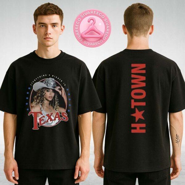 Beyoncé H-Town Texas Tour Shirt Featuring Cowboy Hat Pin-Up Artwork – Houston 2025 Two Sides Unisex T-Shirt