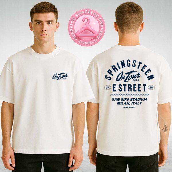 Bruce Springsteen On Tour 2025 Milan Concert Tee At San Siro Stadium Italy On June 30 and July 3 Two Sides Unisex T-Shirt