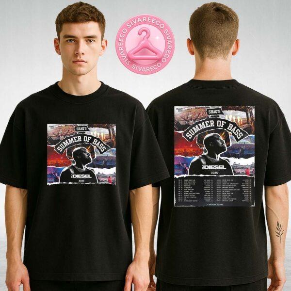 DJ Diesel Summer Of Bass Tour 2025 Poster With Shaquille O’Neal Performing Live Worldwide Featuring Collage Festival Artwork Two Sides Unisex T-Shirt