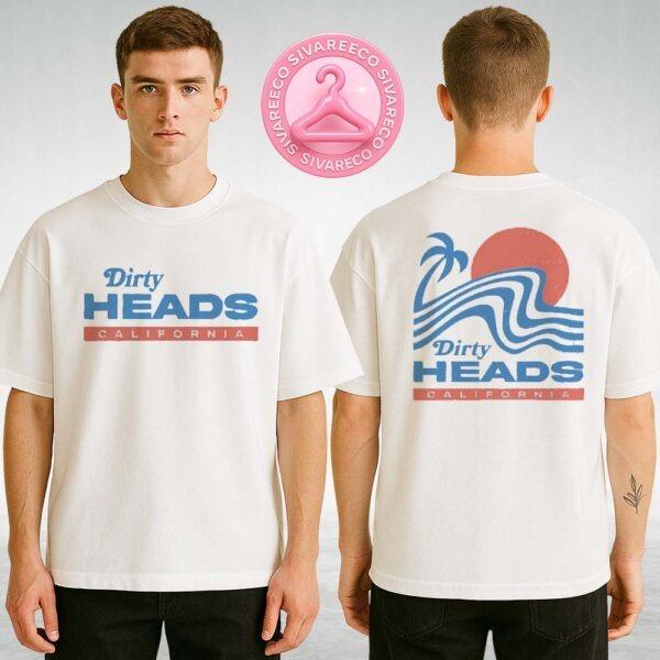 Dirty Heads Wavelength California Tour Tee Featuring Minimalist Palm Wave And Sunset Graphic Two Sides Unisex T-Shirt