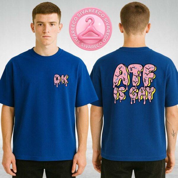 Dirty Kid Melty Graphic Tee Blue With Dripping Letters ATF Is Gay 2025 Edition Two Sides Unisex T-Shirt
