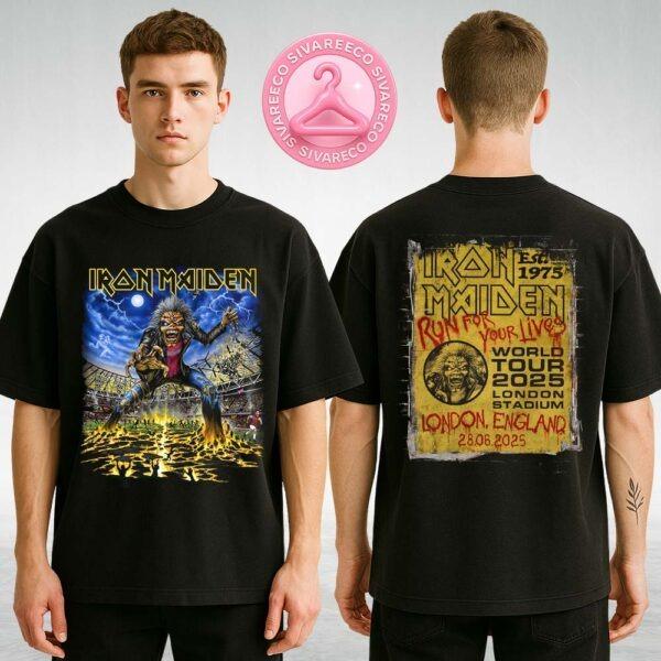 Iron Maiden Run For Your Lives 2025 Tour Merch Tee At London Stadium In London England On June 28th 2025 Two Sides Unisex T-Shirt