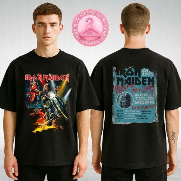 Iron Maiden Run For Your Lives 2025 Tour United Kingdom Tee Heavy Metal Legacy Ride Edition Two Sides Unisex T-Shirt