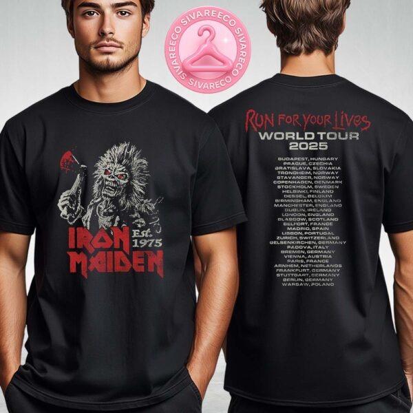 Iron Maiden Run For Your Lives Vintage 2025 Tour Tee Two Sides Unisex T-Shirt