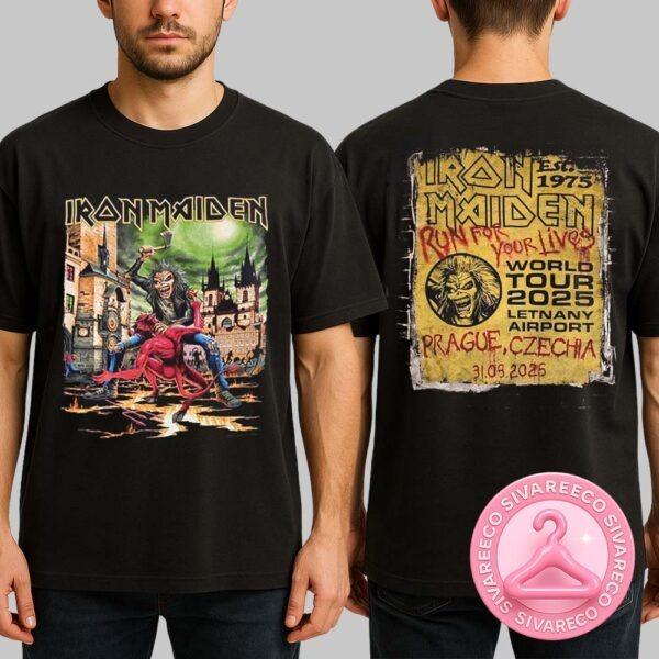 Iron Maiden Run For Your Lives World Tour 2025 Prague Venue Merch Tee For Czechia At Letnany Airport On May 31th 2025 Unisex T-Shirt