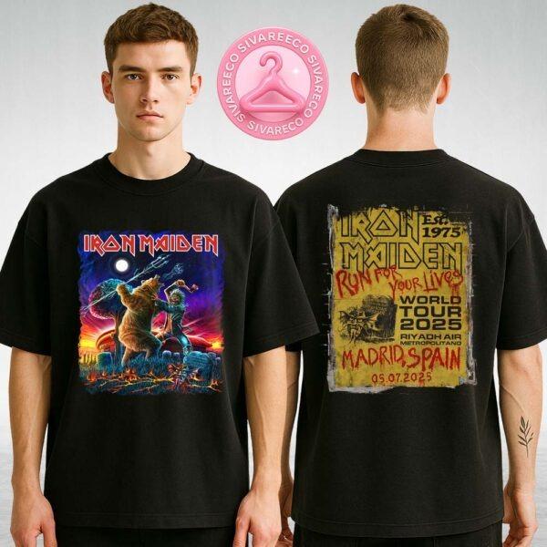 Iron Maiden Tour Tee Black At Cívitas Metropolitano In Madrid Spain On July 5 2025 Two Sides Unisex T-Shirt