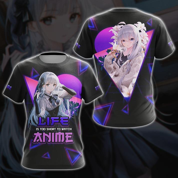 Life Is Too Short to watch anime Anime Girl All Over Print T-shirt
