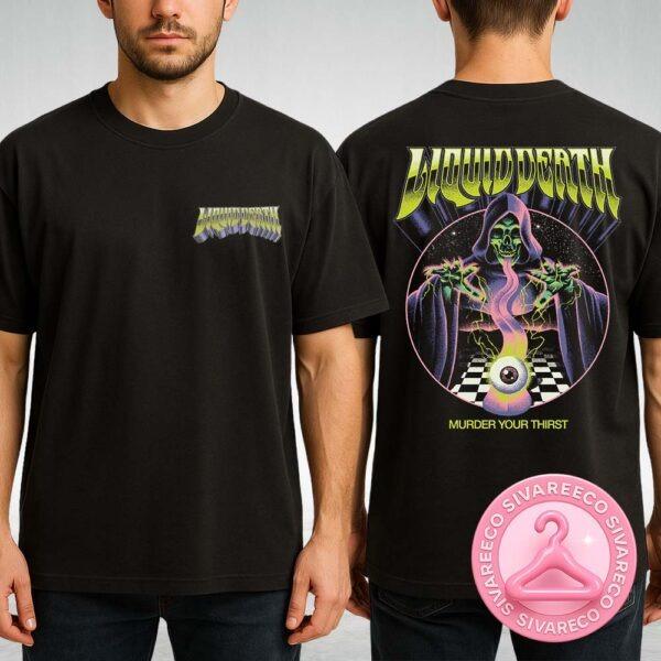 Liquid Death Sleeveless T Shirt Death Puppet Design with Grim Reaper and Eye Graphic Murder Two Sides Unisex T-Shirt