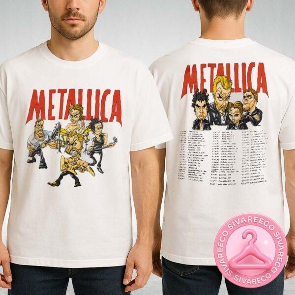 Metallica 1996-1997 Cartoon Band Members Tour Two Sides Unisex T-Shirt