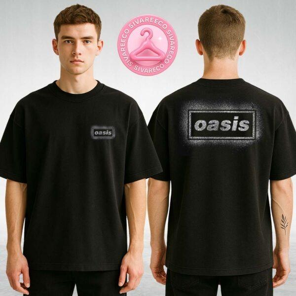 Oasis Unisex T-Shirt With Spray Logo Design On 2025 World Tour Official Band Merch For Global Fans Two Sides Unisex T-Shirt