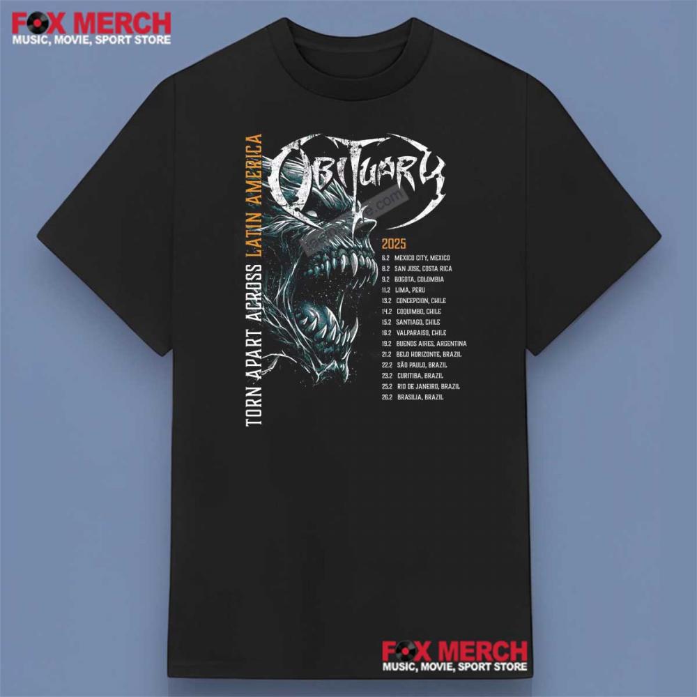 Obituary Torn Apart Across Latin America Tour 2025 Shirt