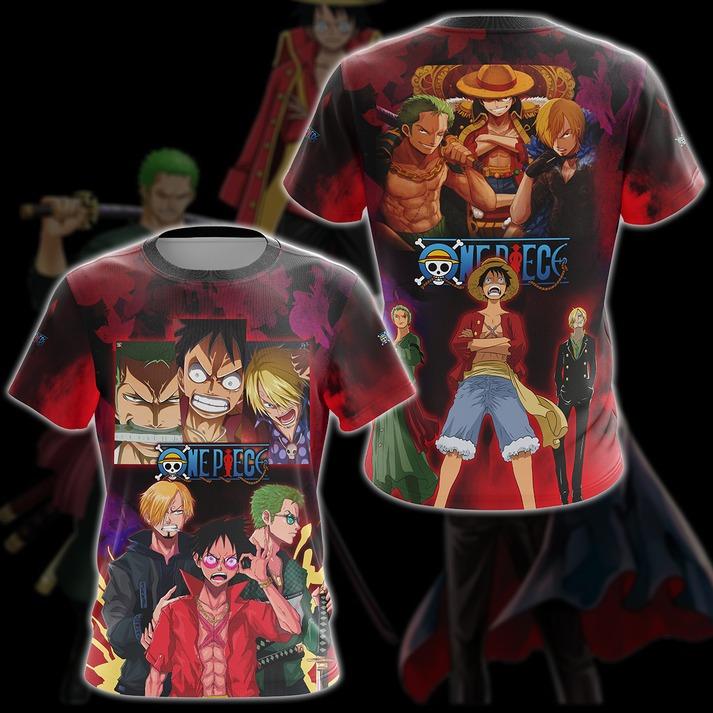 One Piece Luffy Sanji Zoro Anime Manga 3D All Over Print T-shirt