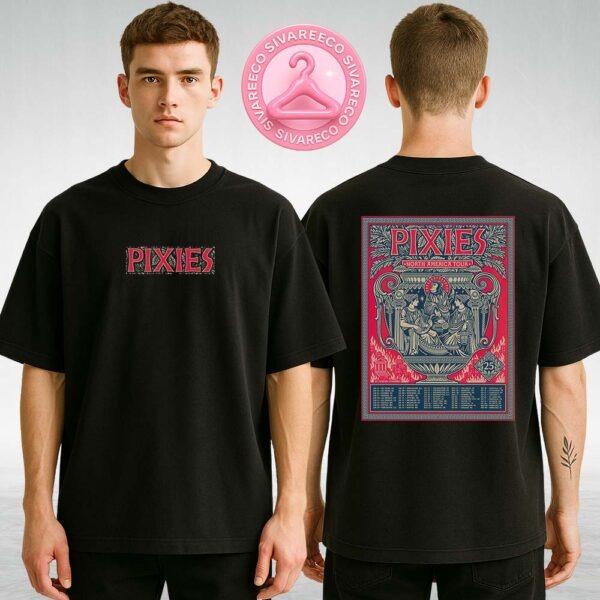 Pixies North America Tour 2025 Poster Featuring Classical Greek Art Style and Full US Canada Dates Two Sides Unisex T-Shirt