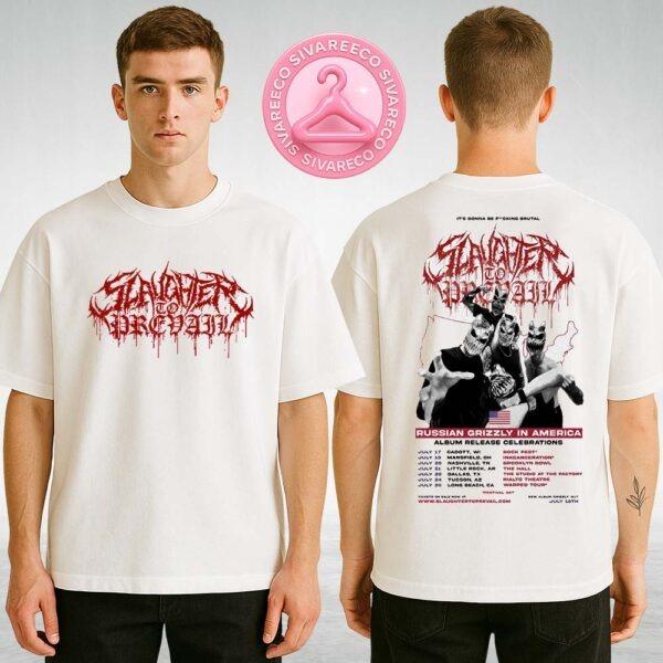 Slaughter To Prevail Tour Poster For Russian Grizzly Album Release In USA 2025 With Brutal Masked Artwork Two Sides Unisex T-Shirt