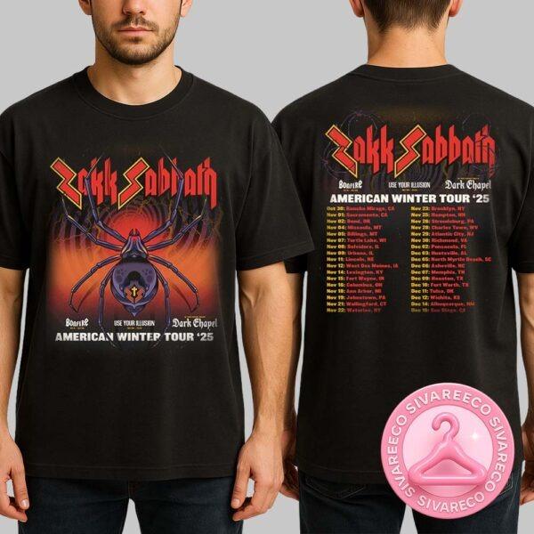 Zakk Sabbath Tour Dates 2025 Full Schedule Of American Winter Tour Cities And Venues Two Sides Unisexx T-Shirt
